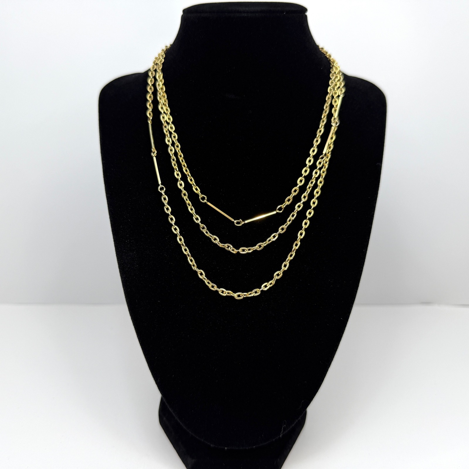 Long Gold Tone Chain Necklace Layering Fashion Costume Jewelry 25 In L